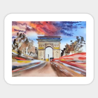 Paris by night watercolors Sticker